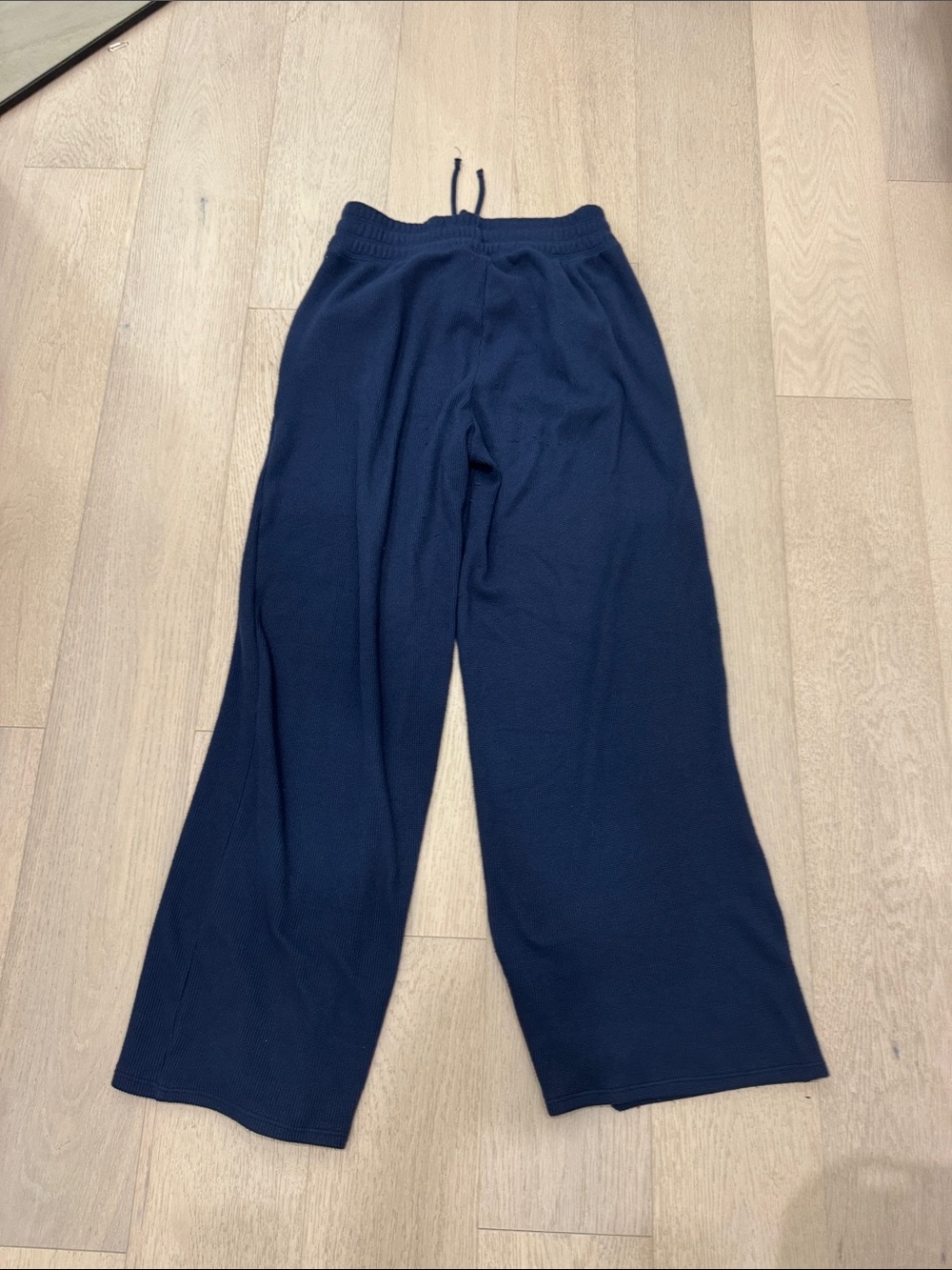 Navy Wide-Leg Knit Drawstring Pants - Picture 3 of 4